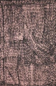 Cornelia Tipuamantumirri, Winga (Tidal Movement),  ochre on linen,  120 x 80 cm. Munupi Arts.